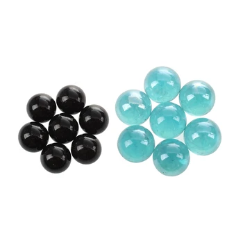 10 Бр мраморни топки 16 мм Стъклени топчета за декорация, цветни късове, играчка, черно и светло синьо (2 комплекта)