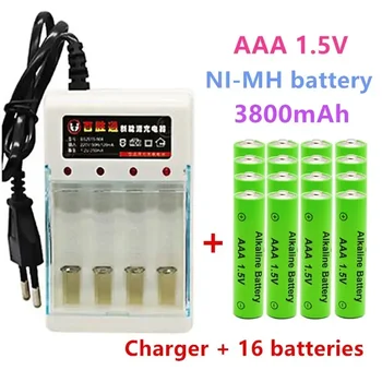 100% Нова алкална батерия 3800 mah 1,5 ААА, акумулаторна батерия AAA за играчки с дистанционно управление, димна аларма Batery със зарядно устройство