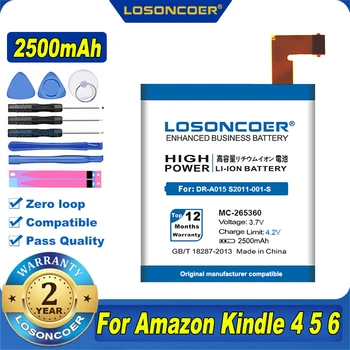 100% Оригинална Батерия LOSONCOER 2500 ма MC-265360 За Amazon Kindle 4 5 Kindle 6 515-1058-01 D01100 S2011-001-S DR-A015 Battery