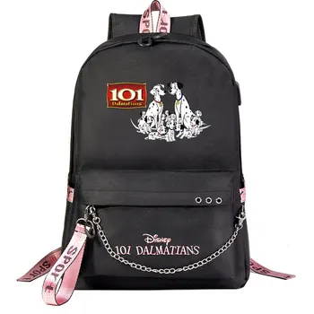  101 Далматинци Кучета Момчета, Момичета, Детски чанти за училищни книги Женски раница с USB-веригата Платно мъжки раница за лаптоп Packsack Bookbag
