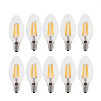 10X Edison Ретро C35 C35L Led лампа 4 W 8 W 12 W Ac 220 230 Крушка с нажежаема Жичка E14 COB Стъклена обвивка Лампа в ретро стил