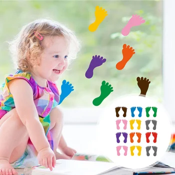 12 Двойки на етикети на пръстови отпечатъци, детски стикери, водоустойчив PVC за пода в детската градина, училище бебе