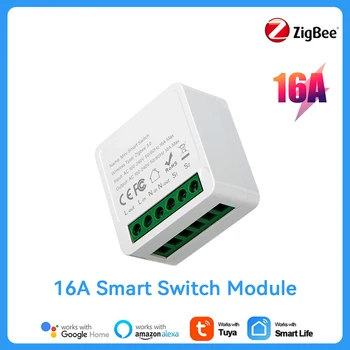 16A Модул Zigbee / wi-fi Smart Switch, функция за синхронизация на Sasha / приложение Smart Life, дистанционно управление, работа с Алекса Google Assistant