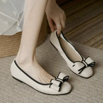 2023 Нова дамски обувки, основни дамски обувки на плоска подметка, улични ежедневни обувки на плоска подметка, женски обувки с мека подметка, завязывающиеся възел пеперуди, Zapatos Mujer