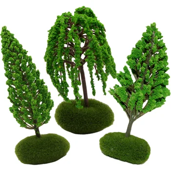 3 Бр. Миниатюрни модели на дърво, аксесоар за пясък маса, изделия от пластмаса, Пейзажные дървета за диорами на влаковете