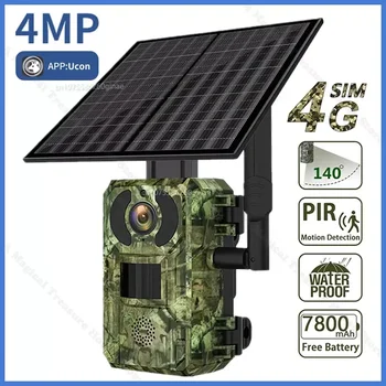 4-Мегапикселова камера на слънчева батерия 4G СИМ-карта за проследяване на диви животни Инфрачервена камера за нощно виждане Фотоловушки Приложение Ucon