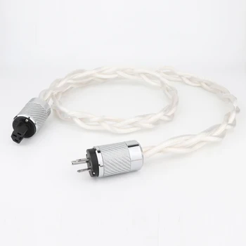 5N OCC единния аудиофильский аудиоусилитель ac САЩ и ЕС КПР филтър HIFI сребърен кабел за захранване от въглеродни влакна с родиевым покритие с щепсел