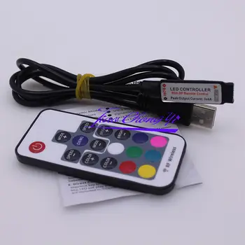 5шт USB RGB контролер 5V 24V 17 клавиши RF дистанционно управление Led Димер за led RGB 5V