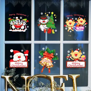 DIY, стикери за стена с Коледа, Фестивални етикети върху стъкло, фрески на Дядо Коледа, на Нова година коледна украса за дома, Новост