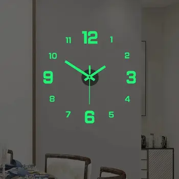 EW Творчески прости светещи цифров часовник в европейски стил, безшумни стенни часовници със собствените си ръце, за кабинета, дневната, стенни часовници-стикер без перфорация