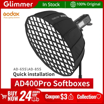 Godox 65СМ AD-S65S AD-S65W 85см AD-S85S AD-S85W Сребро Дълбоко Параболични Софтбокс + Клетъчна мрежа Godox Mount Softbox за AD400PRO