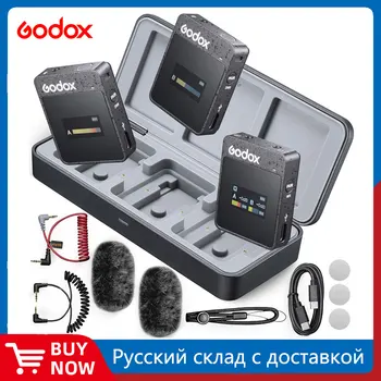 Godox MoveLink II M3 2.4 Ghz Безжична Петличный Ненасочено Микрофон, Предавател, Приемник за Телефон DSLR Камера на Смартфон