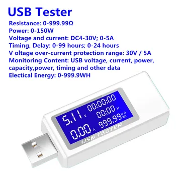 KWS-1705A Mini USB Тестер, цифров датчик за ток и напрежение, мобилно зарядно устройство, USB, тестер, м LCD цифров