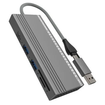 M. 2 Калъф За твърд диск NVMe/ SATA 5 в 1 Хъб USB Type-C 10 gbps Твърд Диск PD100W 2 Порта USB 2.0 и слот за Карти SD/ TF карта за лаптоп