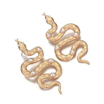 Oorbellen 2020 обеци в формата на змия за жени, висящи обеци в формата на змия, перли от с сплав, мода декорация в ретро стил, подаръци, лидер на продажбите