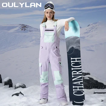 Oulylan Висококачествени ски панталони ветроупорен и цветни мъжки и женски непромокаеми панталони за сноуборд на открито