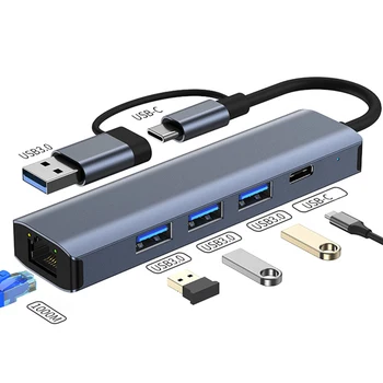 USB Ethernet adapter 1000/100 Mbit/USB3.0 HUB RJ-45 Lan за Преносими КОМПЮТРИ Xiaomi Mi Box Macbook Windows USB-C HUB Мрежова карта