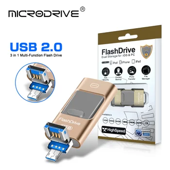 USB-флаш памети 3 в 1, е Съвместима с iPhone / iOS / Apple / iPad / Android PC, 256 GB Светкавица OTG Jump Drive 3.0 USB Memory Stick