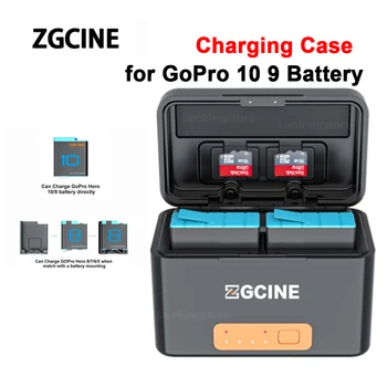 ZGCINE PS-G10 Mini Battery Charging Case Box 5200 mah Акумулаторна Батерия За Съхранение Зарядно Устройство за GoPro 10 9 8 7 6 5 Батерия