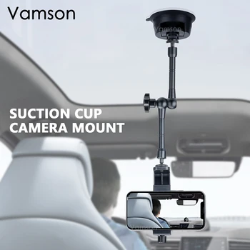 Автомобилна закачалка за телефон Vamson с въртене на 360 градуса, Прибиращ се търтей от алуминиева сплав за камери GoPro Insta360, Универсални аксесоари