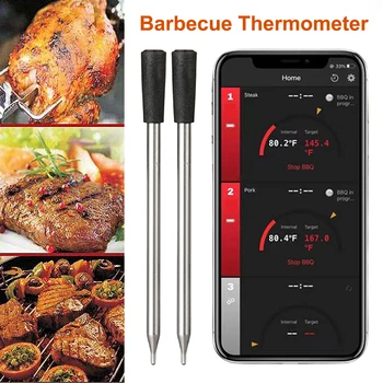 Безжичен термометър за месо, измерване на температура пържола на фурна, скара, барбекю, приложението за дистанционно наблюдение на Кухненски инструмент за готвене, съвместим с Bluetooth