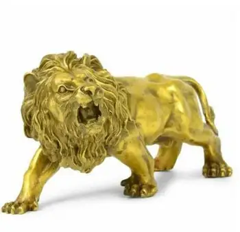 Бронзова статуетка на лъв Crafts, врата кунг-фу Foo Dog Lion, 6 инча