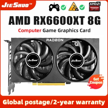 Видео карта JIESHUO RX6600XT 8GB GPU GDDR6 128-битова видео карта RX 6600XT 8G Поддържа Настолен процесор placa de video