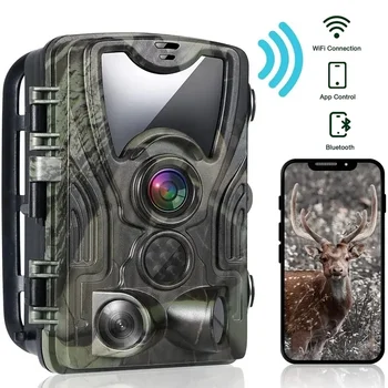 Външна камера, WiFi Trail Bluetooth Детска камера за 4K 36MP 940 Нм нощно виждане Водоустойчива камера за лов и опазване на дивата природа с активирането на движение