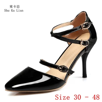 Дамски дънкови обувки на висок ток, обувки с високи токчета; обувки-лодка D ' Orsay На висок ток; Дамски официални Сватбени обувки на висок ток; по-Големи размери 30-48