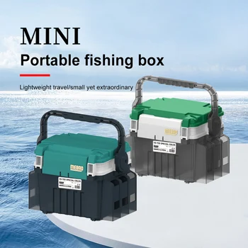 Двупластова кутия за рибарски принадлежности с дръжка, кутия за сонда, за въдици, голям капацитет, преносими, богат на функции за риболов на открито