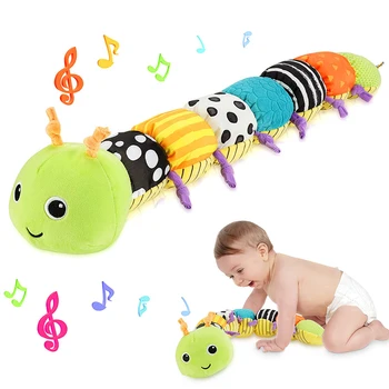 Детски играчки-дрънкалки, музикални гъсеница, червей такъв, меки детски плюшен развитие на интерактивна сензорна играчка за деца, подаръци за новородено