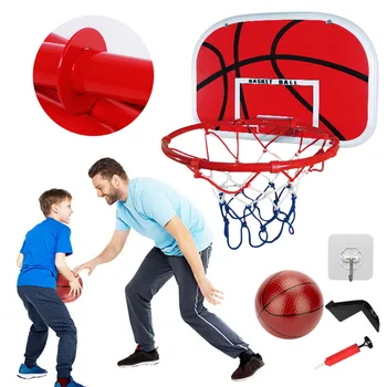 Джобно баскетболното пръстен с баскетболна система с топка и помпа, регулируема комплект баскетболни пръстени за игри на закрито и на открито за деца