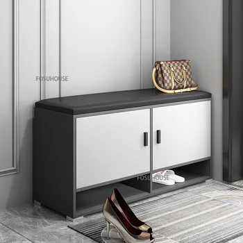Дизайнерски шкаф за обувки в скандинавски стил за мебели в хола, столче за преобличане на входната врата, Модерен шкаф-кофа за разтоварване в къщата