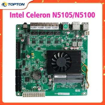 Дънна платка NAS Intel Celeron N5105 N5100 MOBO 6 * SATA3.0 4 * 2.5 G Мрежови адаптери 1 * PCIe 17x17 cm Мека маршрута 2 * дънната Платка на защитната стена на DDR4