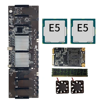 Дънна платка за майнинга БТК-X79 9XPCI-E X16 3060 Графичен слот 60 мм LGA2011 DDR3 RECC С 8G DDR3 + SSD 120G + 2x2620 CPU + 2Xfan