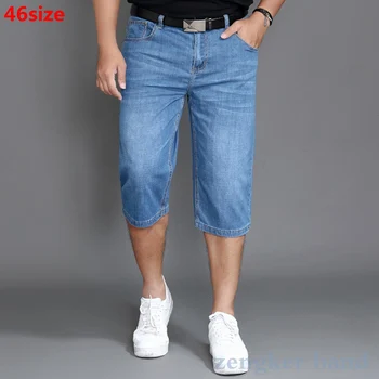 Ежедневни летни дънкови шорти wild голям размер, син цвят, свободни еластични тънки къси панталони, нова тенденция в пране, мъжки къси панталони 44-46