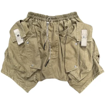 Ежедневни мъжки къси панталони-карго във функционален стил Wasteland, тактически панталони с обемни джобове, летни панталони с завязками на талията