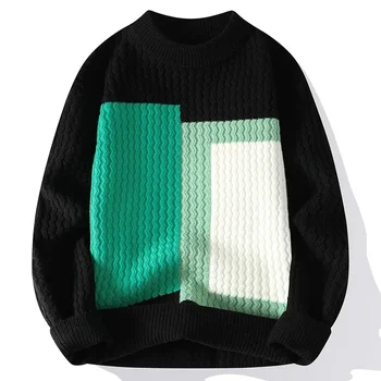 Есенно-зимен мъжки пуловер 2023 г., нов удобен пуловер с кръгло деколте, модерен случайни универсален трико