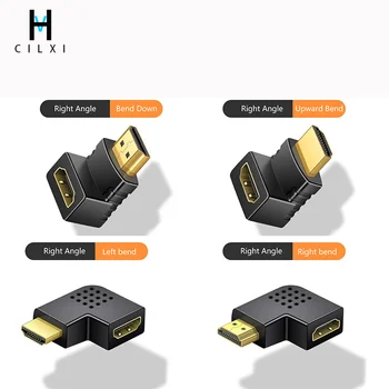 За HDMI адаптер на Компютъра/телевизора/монитора/мъж към жена, Огъване Нагоре, Навеждане надолу, Ляв Завой, Десен Завой, Корона на Преобразуване HDMI1808P 90 °