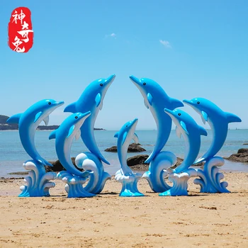 Имитация на открито коралови морска звезда охлюв трева мивка делфин скулптура на морския животински фонтана на хотела украса русалки