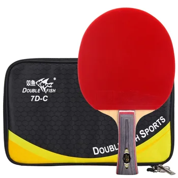 Истинска Ракета за Тенис на маса Double Fish Master 7D 7A, Бита за Пинг-понг с Калъф, Спортна Ракета С Карбоновым Острие, Контур За Бърза Атака