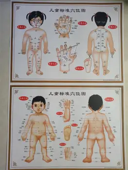 Карта на акупунктурните точки на детския меридиан, таблица на акупунктурните точки на детски масаж за момчета и момичета