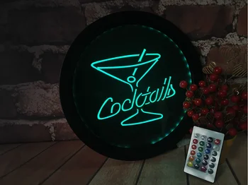 Коктейли, Ром, Вино, хол, RGB LED, многоцветен 3D Дърворезба, монтиран на стената лампа, декор, неонова реклама, Спалня, една Нощ