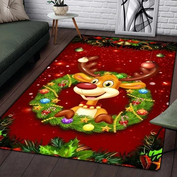 Коледен килим с принтом Дядо Коледа, мини подложки за антре, домашни детски килими, меки килими в голям размер за всекидневна декор
