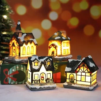 Коледна украса за дома, малки аксесоари, Миниатюрни бижута за селски къщи, Аксесоари за украса на сгради от смола