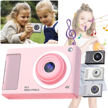 Компактен фотоапарат поддържа 32 GB Карти, CCD-камера с висока разделителна способност 1080p 48MP двойна цифрова точка на обектива и стреля камера за момчета момичета деца 