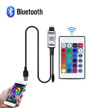 Контролер Bluetooth захранва от USB 5-В, 4-пинов RGB LED Контролер С 24-кнопочным IR дистанционно управление За led лента 2835 5050 RGB
