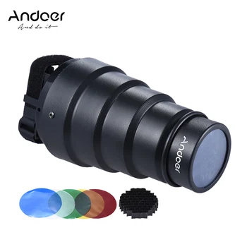Конусни светкавица Andoer с модификатором светлина Snoot с 50-градусным цветен филтър Honeycomb за фотоапарати Nikon Canon Speedlite
