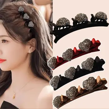 Корейски скоба за коса Shine Bling Star сладки, Аксесоари за коса, ракита, шнола за коса, шапки във формата на сърца, подаръци, плетени фиби за коса