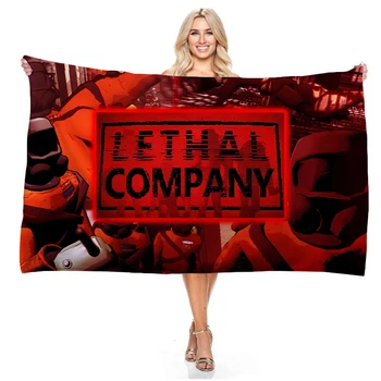 Кърпи за баня Lethal Company Плажна кърпа с анимационни принтом Правоъгълно кърпи за баня Удобни чаршафи за деца Гъба за душ за момчета и момичета